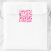 Muzieknotities — roze, multi vierkante sticker (Tas)