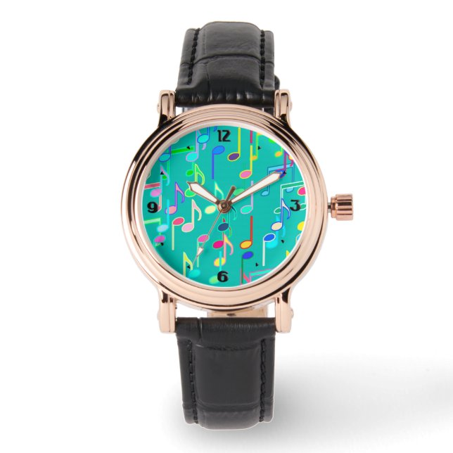 Muzieknotities — turkooizen, multi horloge (Voorkant)
