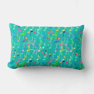 Muzieknotities — turkooizen, multi kussen