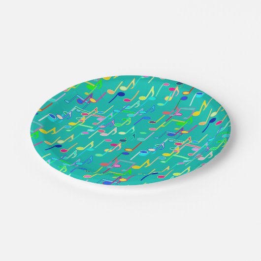 Muzieknotities — turkooizen, multi papieren bordje (Gekanteld)