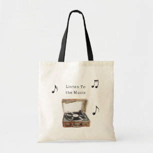 Muzieknotities van een platenspeler tote bag