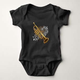 Muzieknotities van Trumpet Player Jazz Music Art Romper