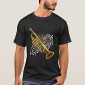 Muzieknotities van Trumpet Player Jazz Music Art T-shirt (Voorkant)