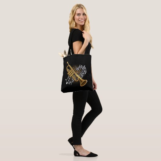 Muzieknotities van Trumpet Player Jazz Music Art Tote Bag (Op model)