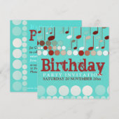 Muzieknotities Verjaardagsuitnodiging Kaart (Voorkant / Achterkant)