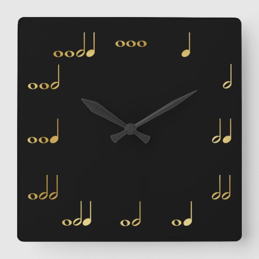 Muzieknotities voor zwart en gouden Chevron Vierkante Klok (Voorkant)