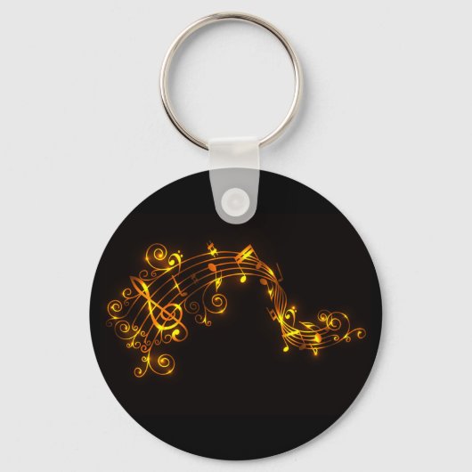 Muzieknotities voor zwart en goudzwenken sleutelhanger (Voorkant)