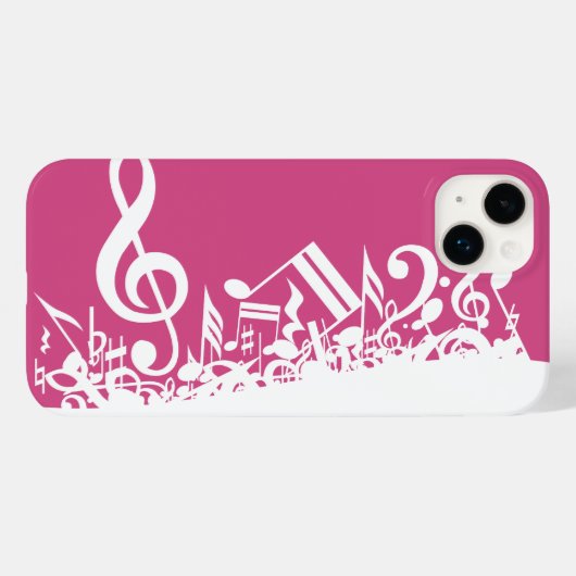 Muzieknotities warm roze en wit Case-Mate iPhone case (Achterkant (horizontaal))
