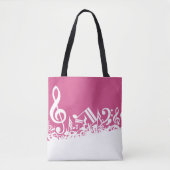 Muzieknotities warm roze en wit tote bag (Voorkant)