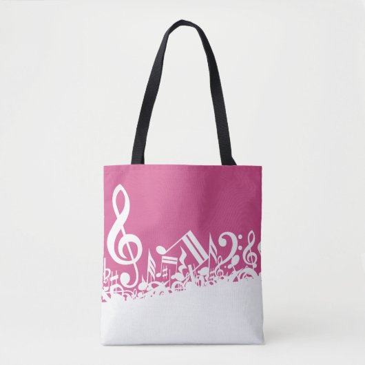 Muzieknotities warm roze en wit tote bag (Voorkant)