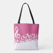 Muzieknotities warm roze en wit tote bag (Achterkant)