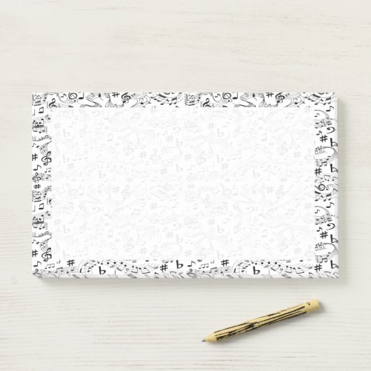 Muzieknotities zwart en wit post-it® notes (Op bureau)