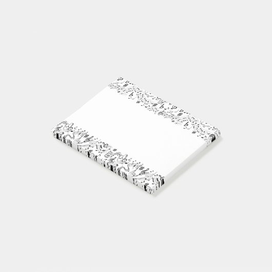 Muzieknotities zwart en wit post-it® notes (Schuin)