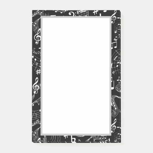 Muzieknotities zwart en wit post-it® notes (Voorkant)