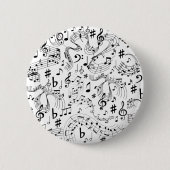 Muzieknotities zwart en wit ronde button 5,7 cm (Voorkant)