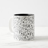 Muzieknotities zwart en wit tweekleurige koffiemok (Voorkant links)
