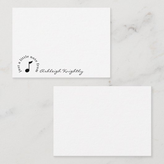 Muzieknotitiescript naam zwart wit gepersonaliseer notitiekaartje (Voorkant / Achterkant)