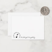 Muzieknotitiescript naam zwart wit gepersonaliseer notitiekaartje (Voorkant / Achterkant in situ)