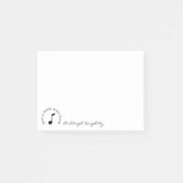 Muzieknotitiescript naam zwart wit gepersonaliseer post-it® notes