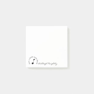 Muzieknotitiescript naam zwart wit gepersonaliseer post-it® notes