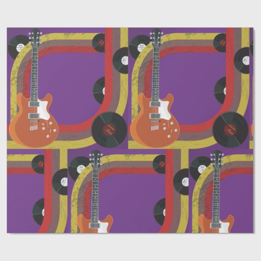 Muziekobjecten retro cadeaupapier (Vlak)