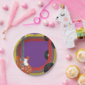 Muziekobjecten retro papieren bordje (Feest)