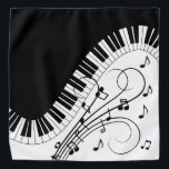 Muziekontwerp voor piano-toetsenbord bandana<br><div class="desc">Klassiek zwart-wit toetsenbord met een gebogen flair. De toegevoegde muzieknoten voegen een feestelijke blik toe.</div>