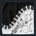 Muziekontwerp voor piano-toetsenbord bandana<br><div class="desc">Klassiek zwart-wit toetsenbord met een gebogen flair. De toegevoegde muzieknoten voegen een feestelijke blik toe.</div>