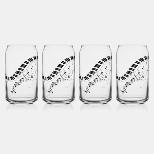 Muziekontwerp voor piano-toetsenbord blikvorm glas (Voorkant)