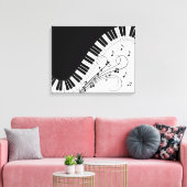 Muziekontwerp voor piano-toetsenbord canvas afdruk (Insitu (Woonkamer))