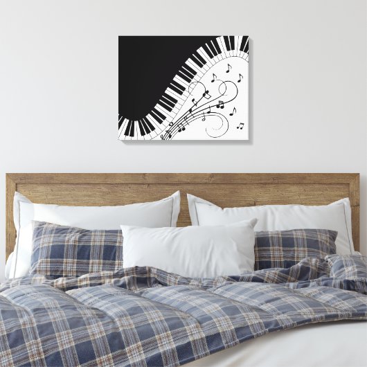 Muziekontwerp voor piano-toetsenbord canvas afdruk (Insitu (Slaapkamer))