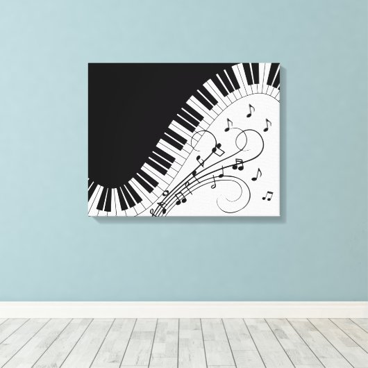 Muziekontwerp voor piano-toetsenbord canvas afdruk (Insitu (Houten vloer))