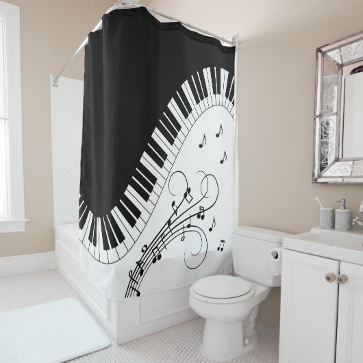 Muziekontwerp voor piano-toetsenbord douchegordijn (In situ)