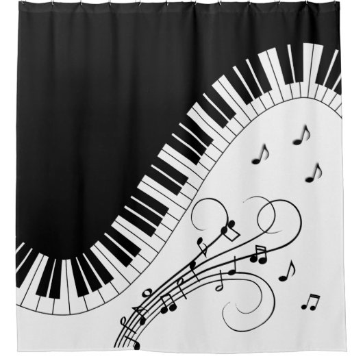 Muziekontwerp voor piano-toetsenbord douchegordijn (Voorkant)