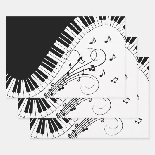 Muziekontwerp voor piano-toetsenbord inpakpapier vel (Set)