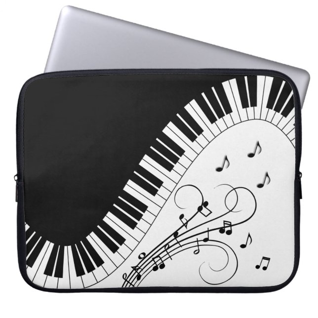 Muziekontwerp voor piano-toetsenbord laptop sleeve (Voorkant)