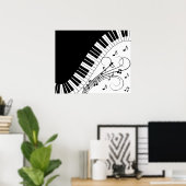 Muziekontwerp voor piano-toetsenbord poster (Thuiskantoor)