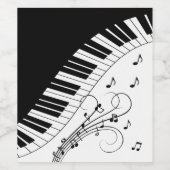 Muziekontwerp voor piano-toetsenbord wijn etiket (Enkel label)