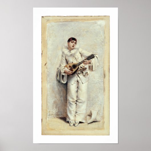 muziekopdruk Pierrot Lute Guitar Musicus Poster (Voorkant)