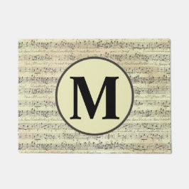 muziekopnames Notitie Patroon Muzikant Monogram Deurmat