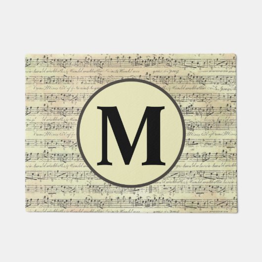 muziekopnames Notitie Patroon Muzikant Monogram Deurmat (Voorkant)