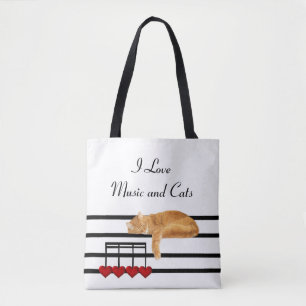 Muziekoranje tabby tote bag