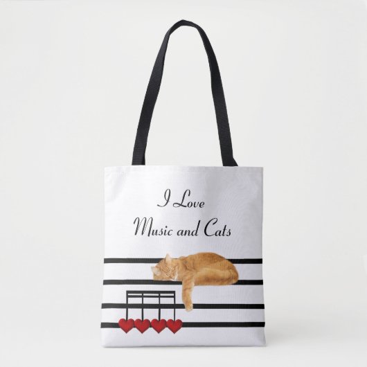 Muziekoranje tabby tote bag (Voorkant)