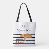 Muziekoranje tabby tote bag (Achterkant)