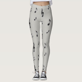 Muziekoverlagen Musical Note Black en Grey Leggings