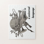 muziekovers die muziekinstrumenten uitproberen legpuzzel (Verticaal)