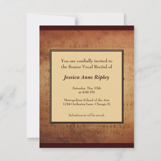 Muziekoverweging Antiek blad Muziek Aangepast Kaart (Achterkant)