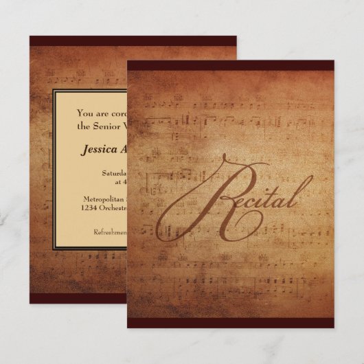 Muziekoverweging Antiek blad Muziek Aangepast Kaart (Voorkant / Achterkant)