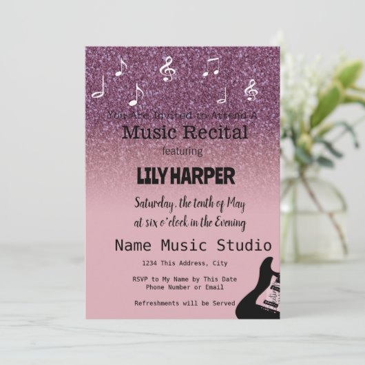 Muziekoverweging Elegant Note Confetti Invitation Kaart (Staand voorkant)