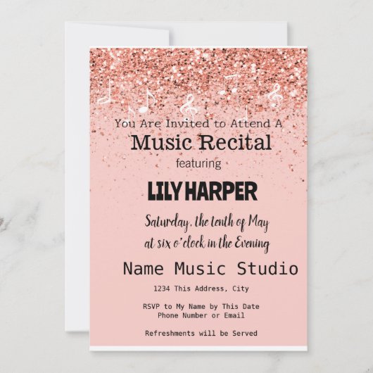 Muziekoverweging elegant roze notitie Confetti Kaart (Voorkant)